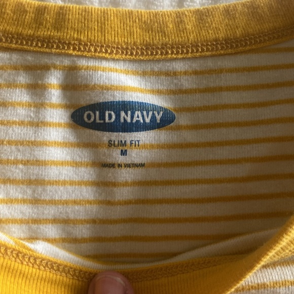 4/$10 Old Navy yellow and white stripped tee - Picture 2 of 5